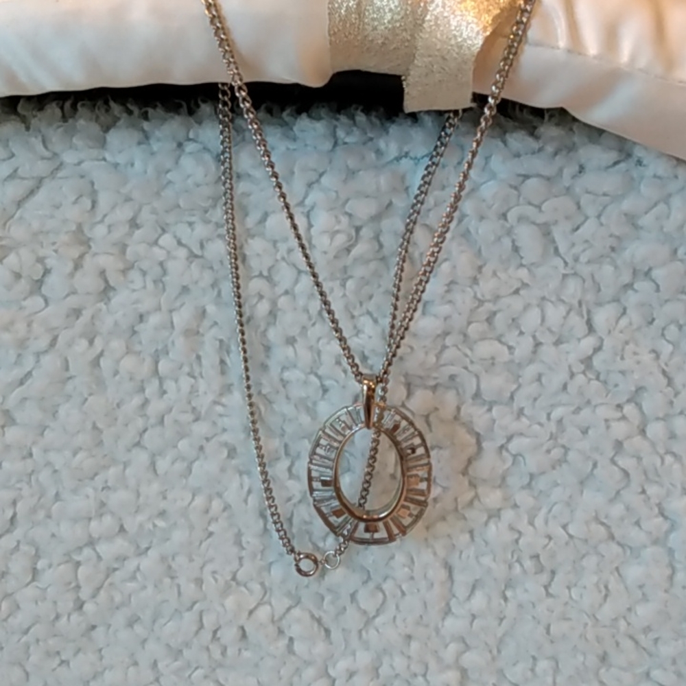 Silver tone costume necklace